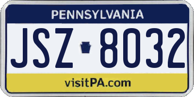 PA license plate JSZ8032