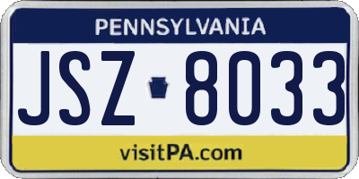 PA license plate JSZ8033