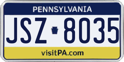 PA license plate JSZ8035