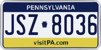 PA license plate JSZ8036