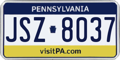 PA license plate JSZ8037