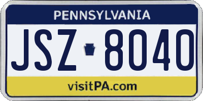 PA license plate JSZ8040