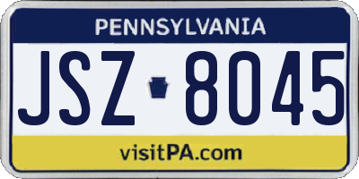 PA license plate JSZ8045