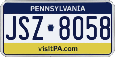 PA license plate JSZ8058