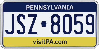 PA license plate JSZ8059