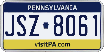 PA license plate JSZ8061