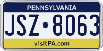 PA license plate JSZ8063