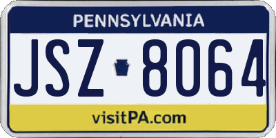PA license plate JSZ8064