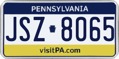 PA license plate JSZ8065
