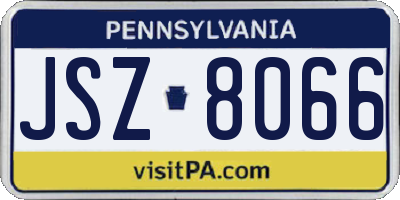 PA license plate JSZ8066