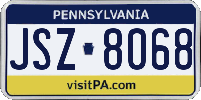 PA license plate JSZ8068
