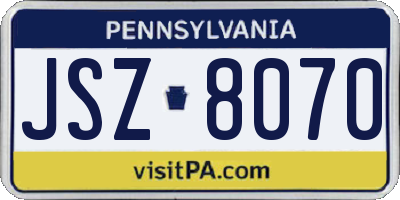 PA license plate JSZ8070