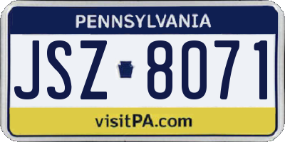 PA license plate JSZ8071