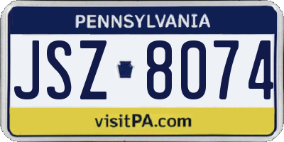 PA license plate JSZ8074