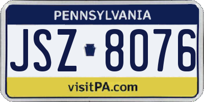 PA license plate JSZ8076