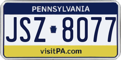 PA license plate JSZ8077