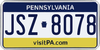 PA license plate JSZ8078