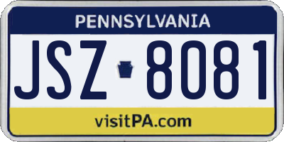 PA license plate JSZ8081