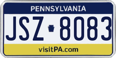 PA license plate JSZ8083