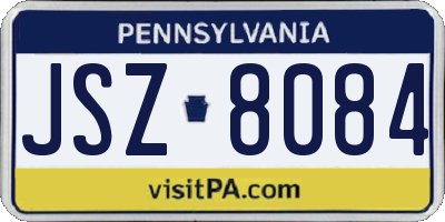 PA license plate JSZ8084