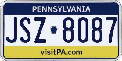 PA license plate JSZ8087