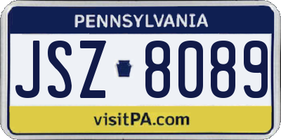 PA license plate JSZ8089