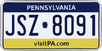 PA license plate JSZ8091
