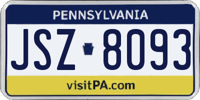 PA license plate JSZ8093