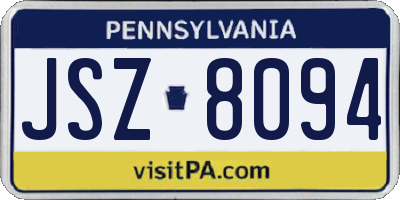 PA license plate JSZ8094