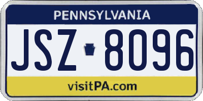 PA license plate JSZ8096