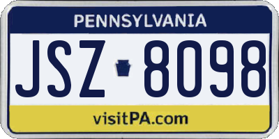 PA license plate JSZ8098
