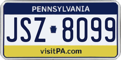 PA license plate JSZ8099