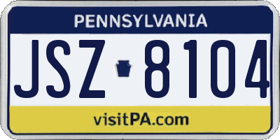 PA license plate JSZ8104