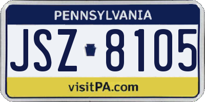 PA license plate JSZ8105
