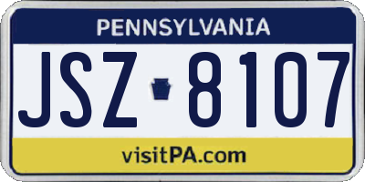 PA license plate JSZ8107