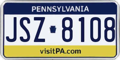 PA license plate JSZ8108