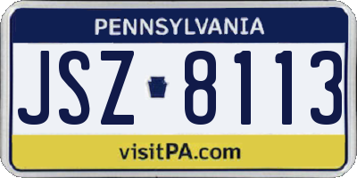 PA license plate JSZ8113