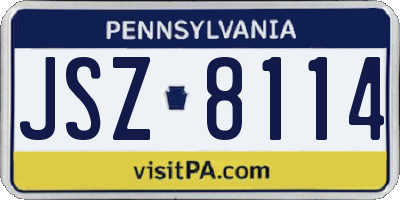 PA license plate JSZ8114