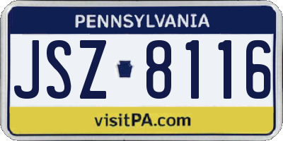 PA license plate JSZ8116