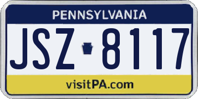 PA license plate JSZ8117