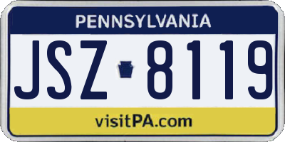 PA license plate JSZ8119