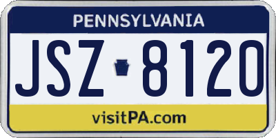 PA license plate JSZ8120