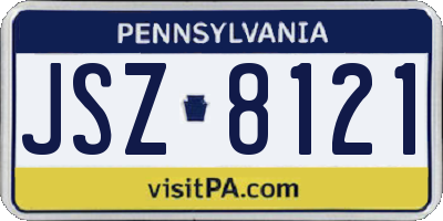 PA license plate JSZ8121