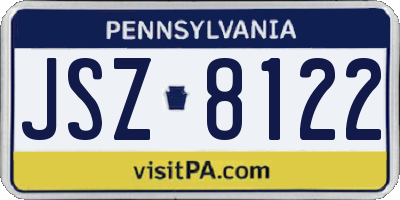 PA license plate JSZ8122