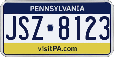 PA license plate JSZ8123