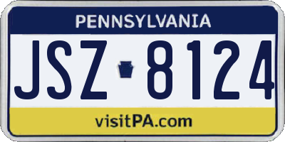 PA license plate JSZ8124