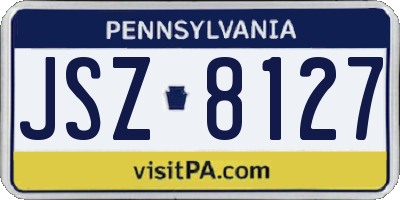 PA license plate JSZ8127