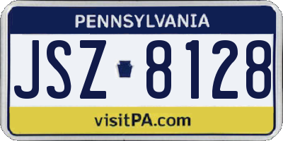 PA license plate JSZ8128