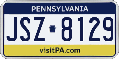 PA license plate JSZ8129