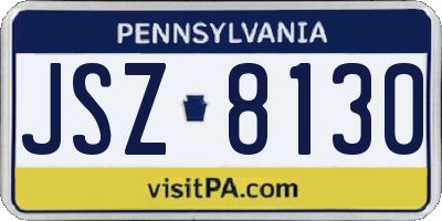 PA license plate JSZ8130